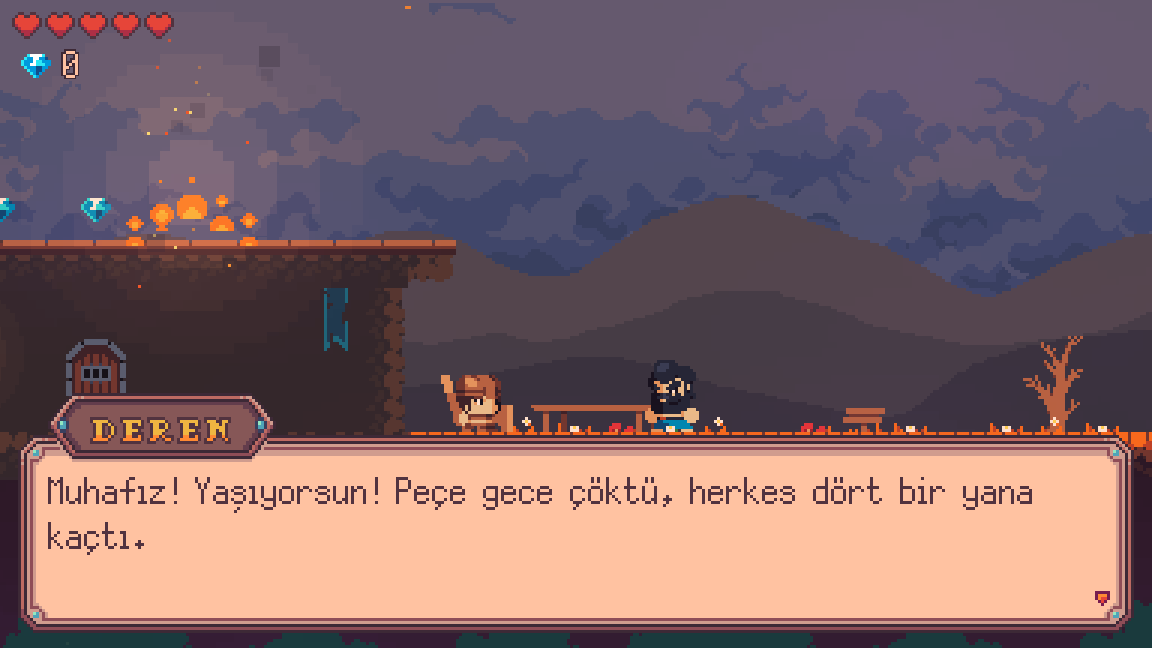 Dialogue box: the villager Vesta tells Arin about the night the Veil fell