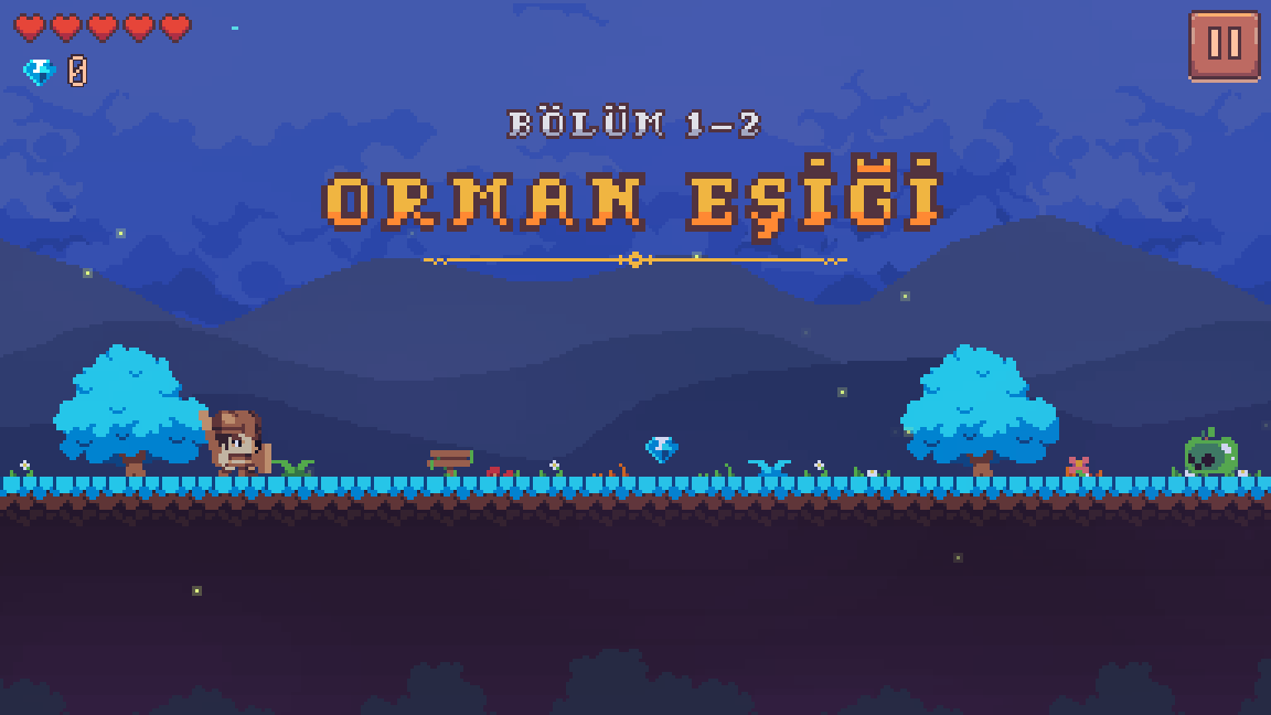 Fireflies in the night forest, blue-leaved trees, and the Chapter 1-2 Forest's Edge title