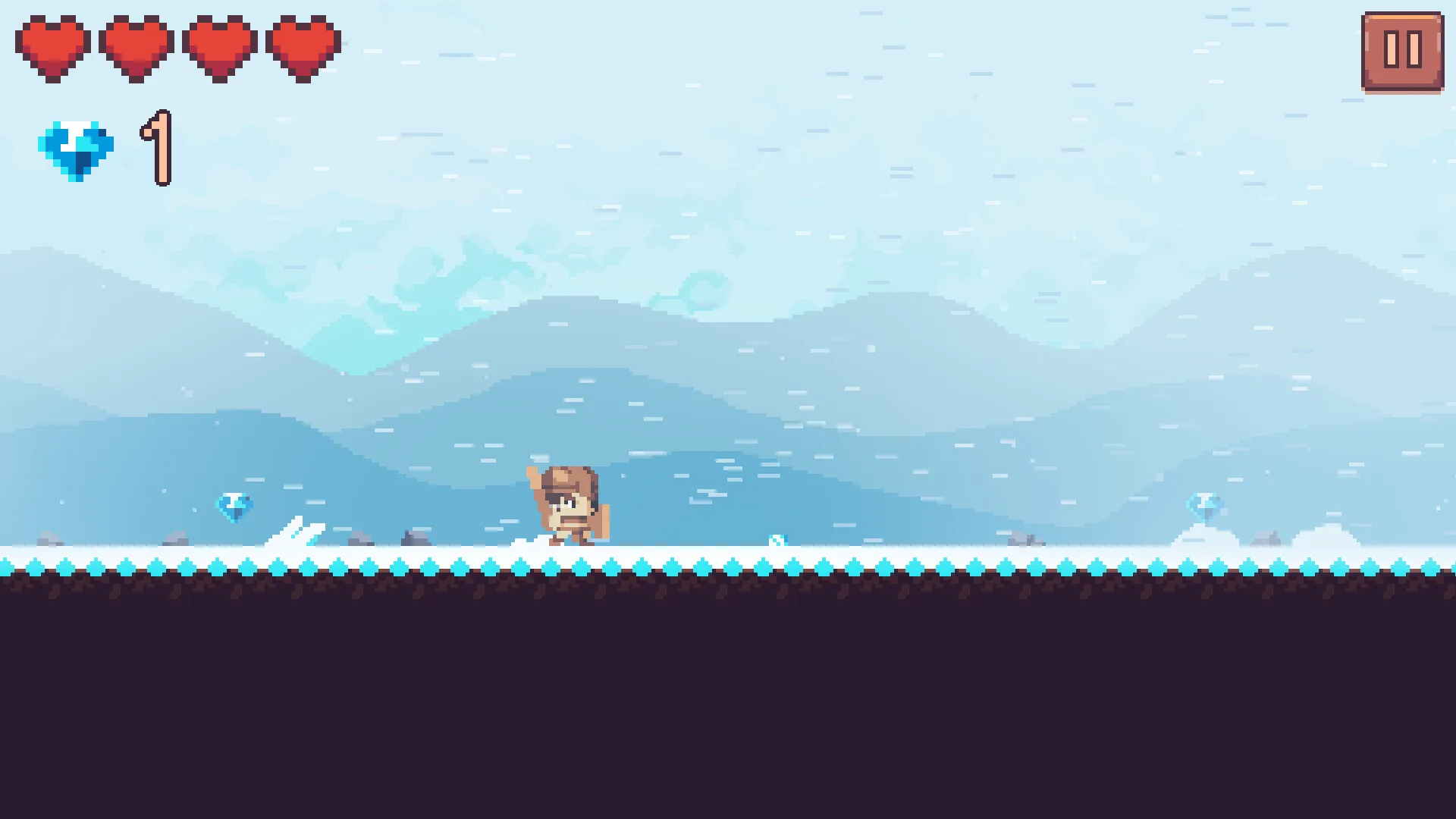 A snowy plain under a blizzard: white-blue streaks of snow driving horizontally, the air hazy, Arin walking against the wind