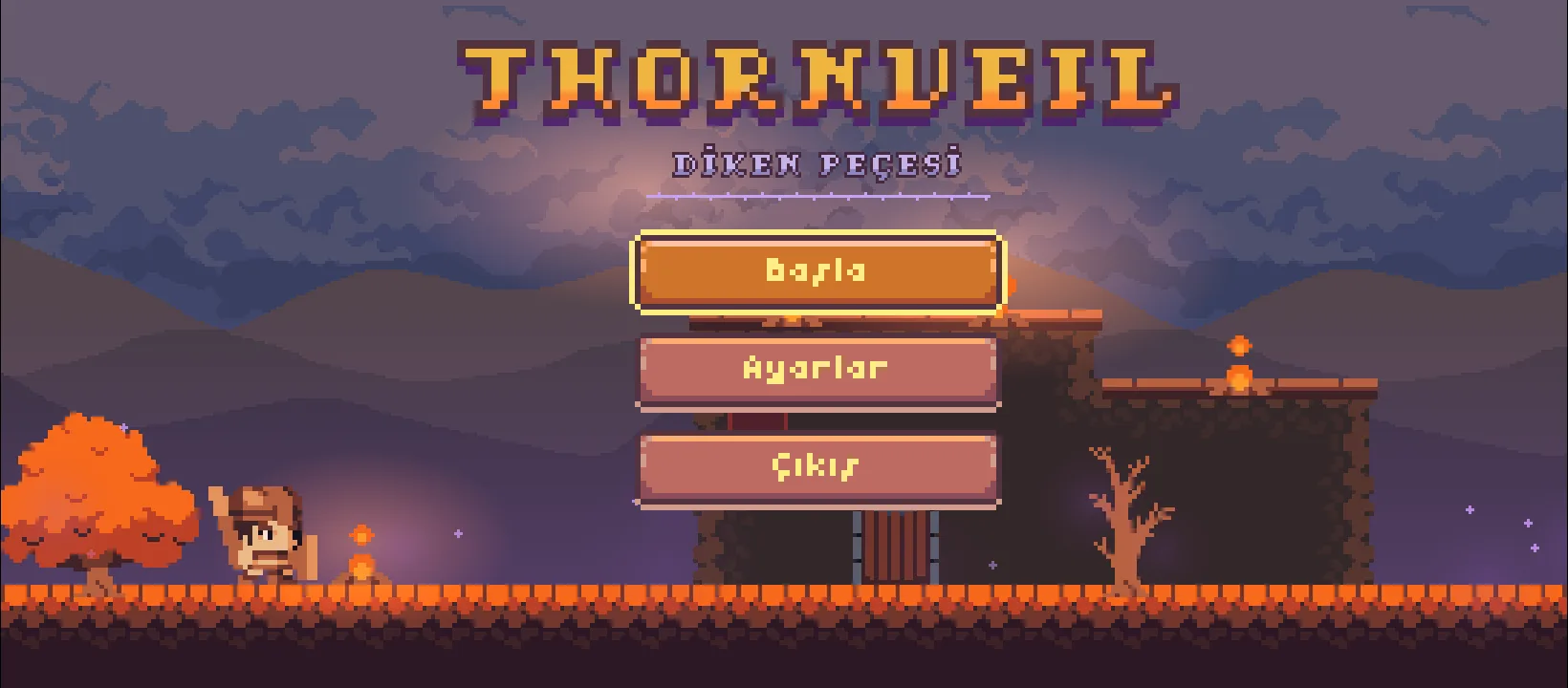 Thornveil'in ana menüsü bir telefon ekranında